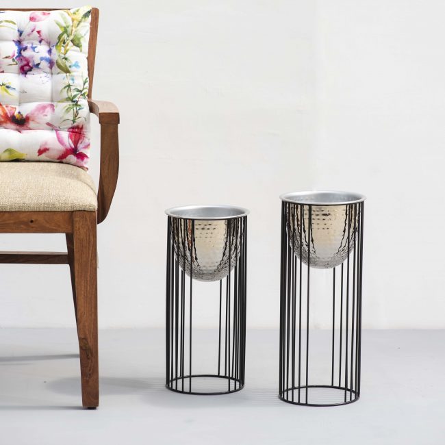 Athena Hammered Planters Silver (Set of two)