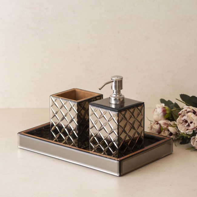 Diamond Cut Gold/Bronze Bathroom set of 3