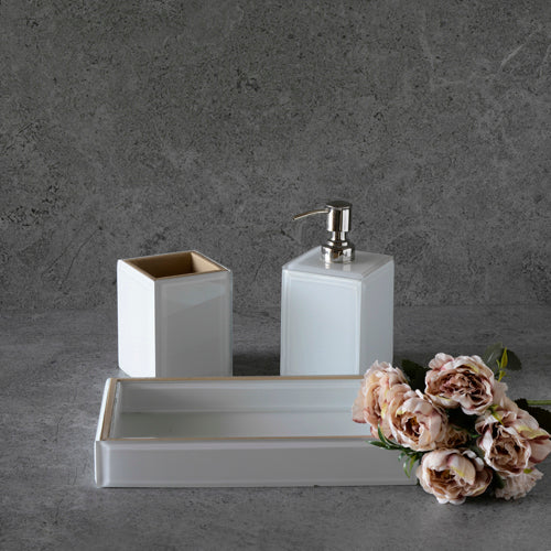 White Glass Bathroom set of 4