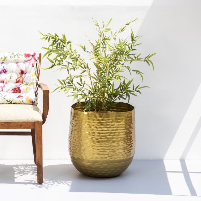 Fluid Large Floor Planter – Gold