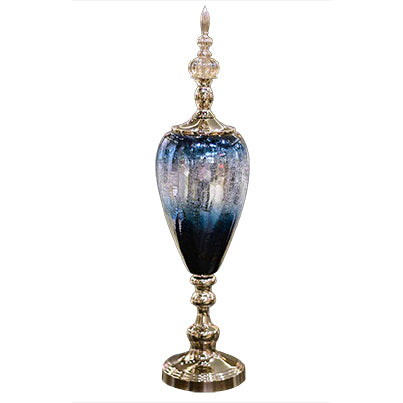 Blue & Silver Textured Glass Stand Showpiece