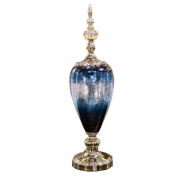 Blue & Silver Textured Glass Stand Showpiece