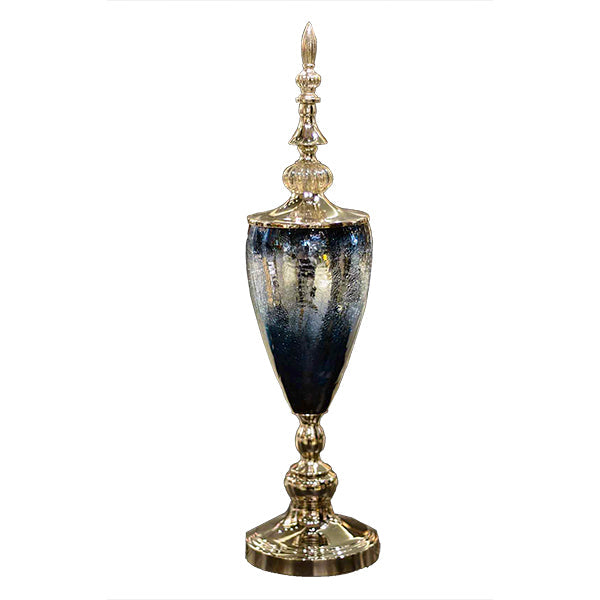 Blue & Silver Textured Glass Stand Showpiece
