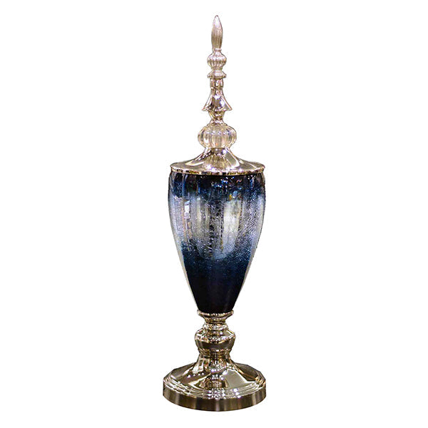 Blue & Silver Textured Glass Stand Showpiece