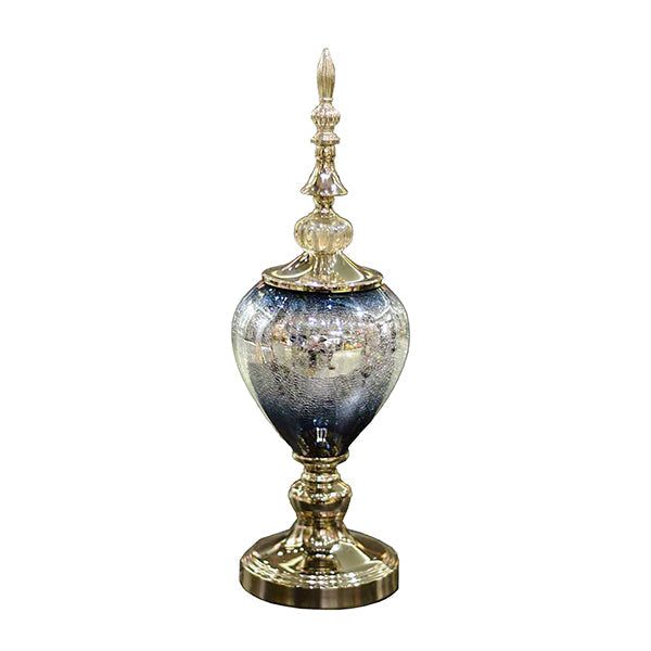 Blue & Silver Textured Glass Stand Showpiece