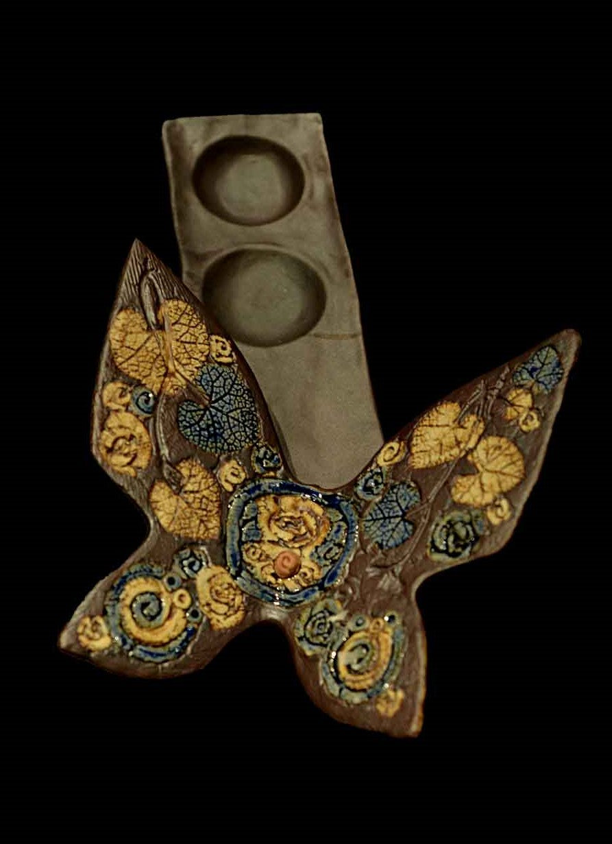 Handcrafted Tenmoku Butterfly Candle Stand