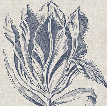 Indigo Floral on Linen 1