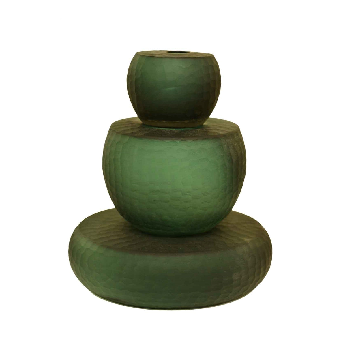 Dark Green 3 Step Glass Vase