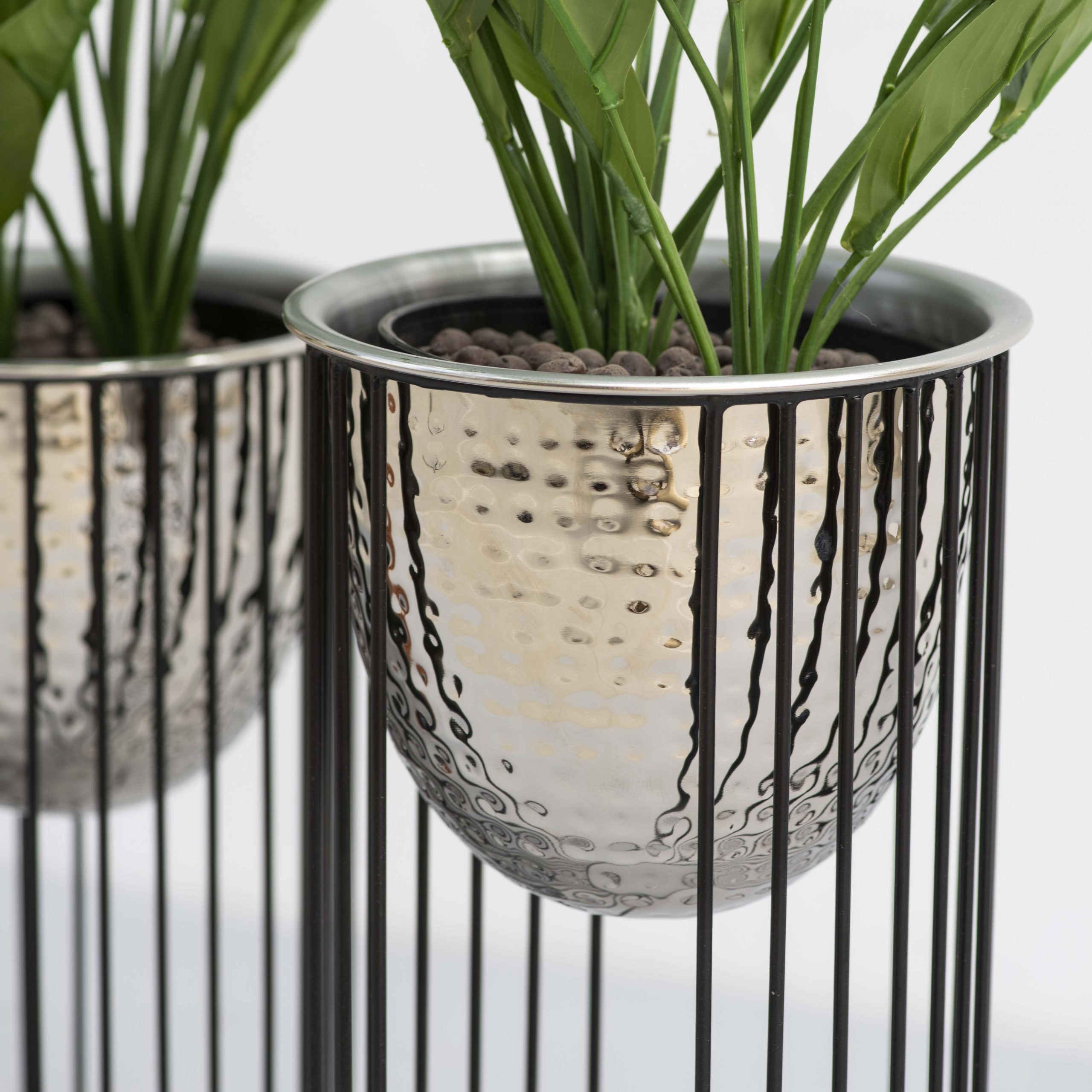 Athena Hammered Planters Silver (Set of two)