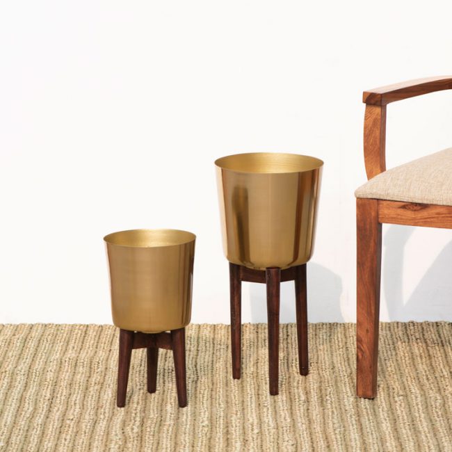 Ashley Planters (Metal & Wood) set of 2