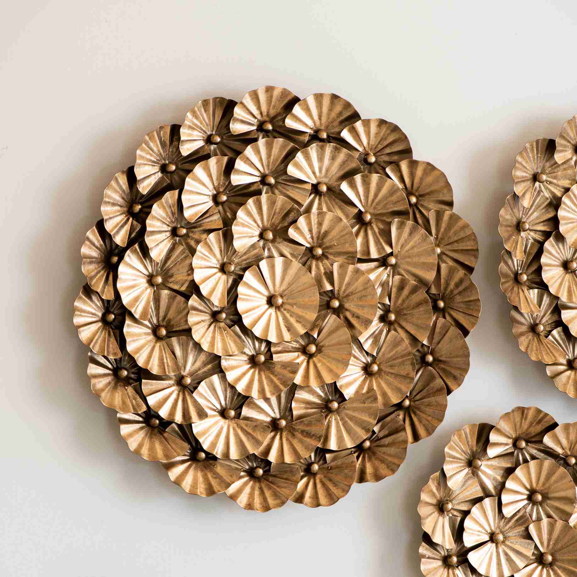 Floral Sun Gold Set of 3 Wall Decor