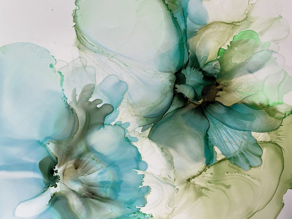 Sage And Teal Flowers 1