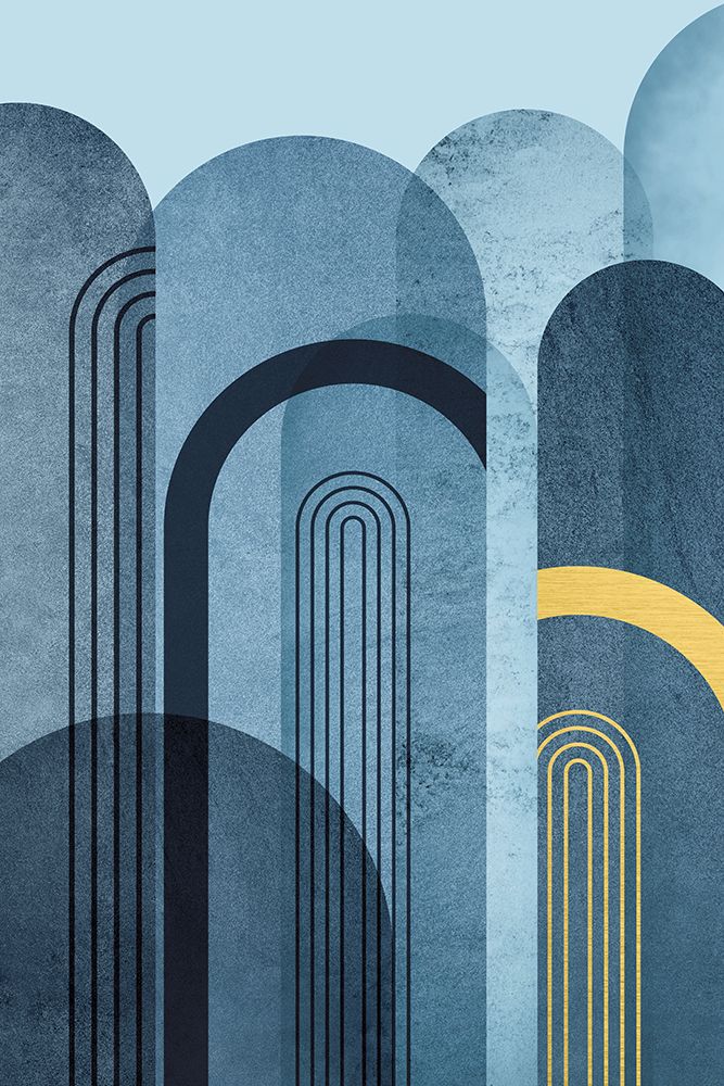 Mid Century Arches Navy Blue