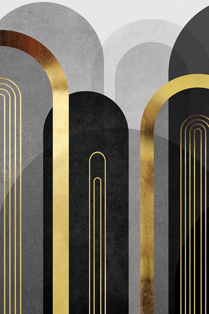 Mid Century Arches Black Gold 1
