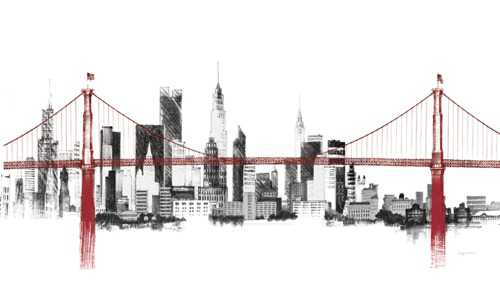 Bridge and Skyline Red