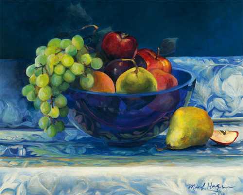 Fruit in Cobalt Bowl
