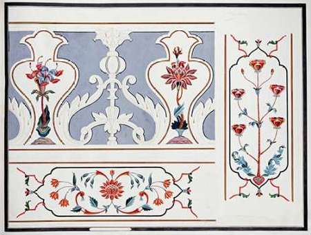 Details of The Mosaics at The Taj Mahal