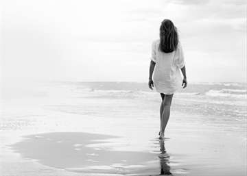 Walking on a White Beach