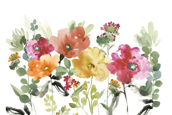 Vibrant Garden Blooms in Watercolor