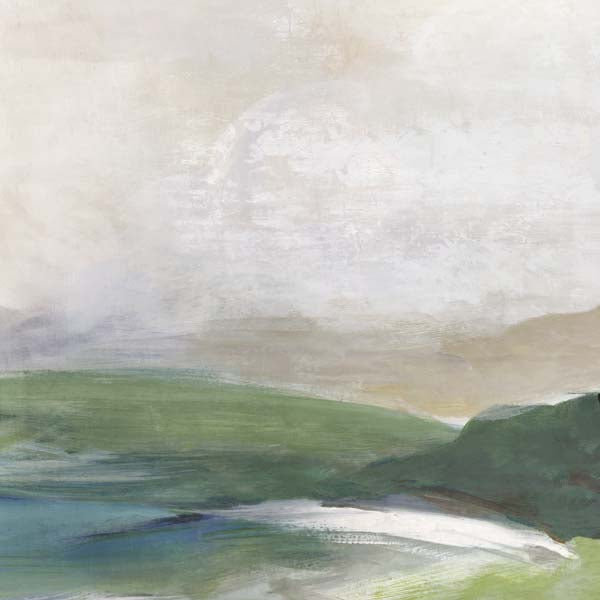 Misty Horizon Over Green Fields