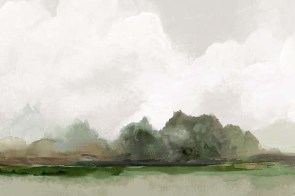 Green Fields Under Soft Clouds