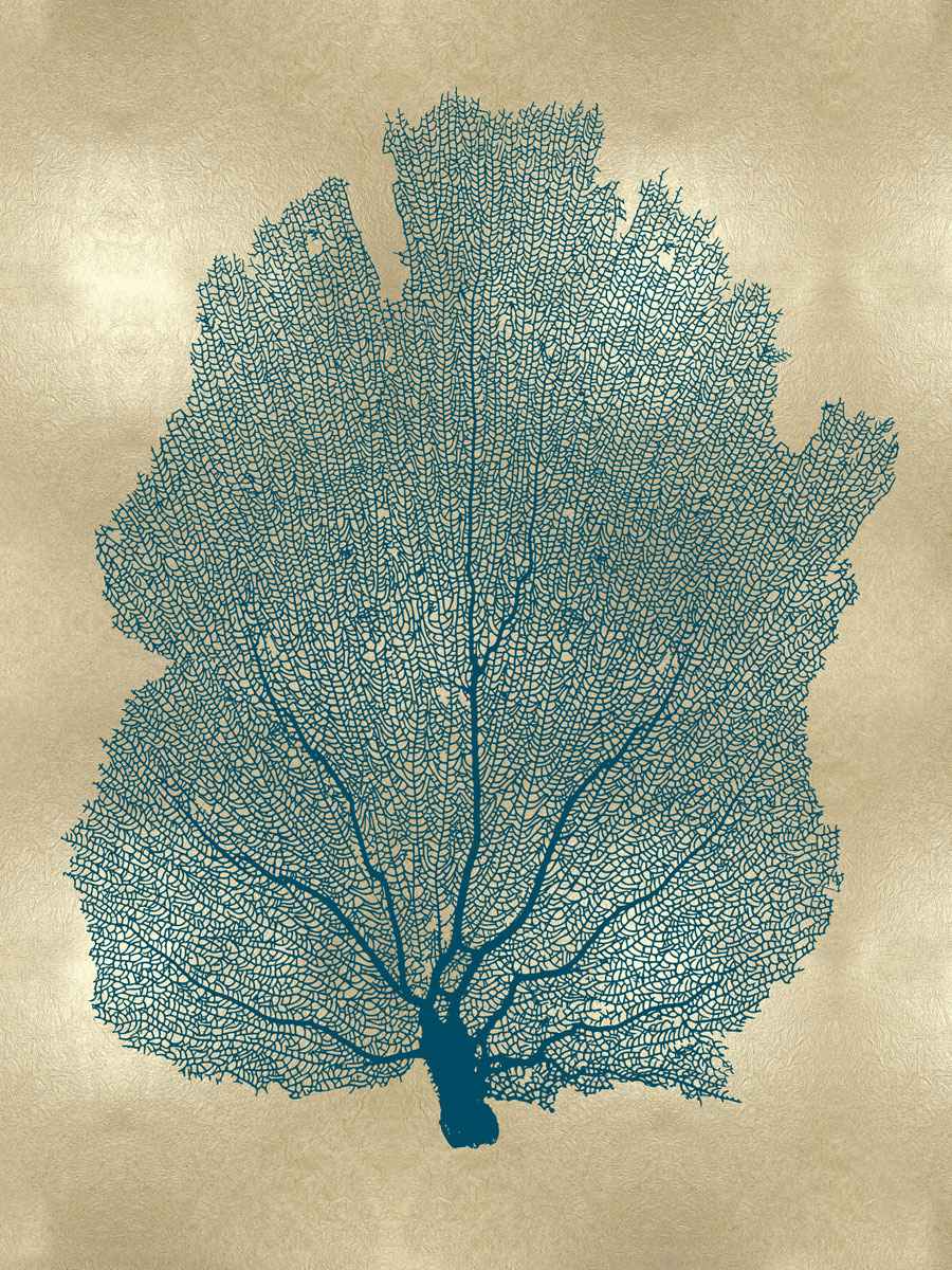 Sea Fan Teal on Gold 1