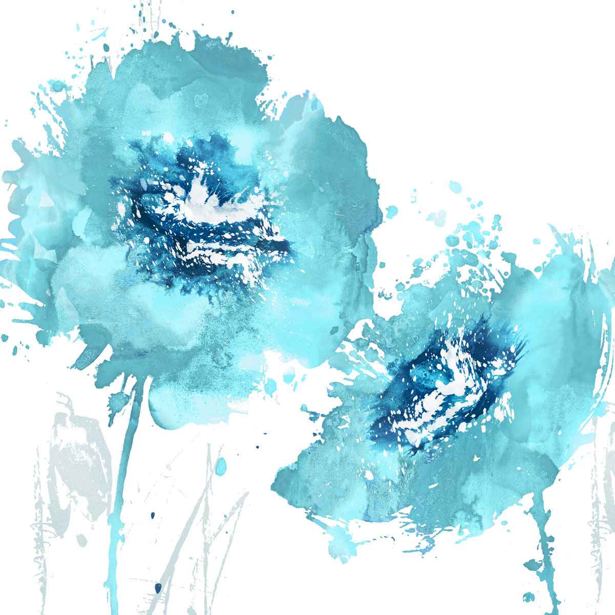 Flower Burst in Aqua 1