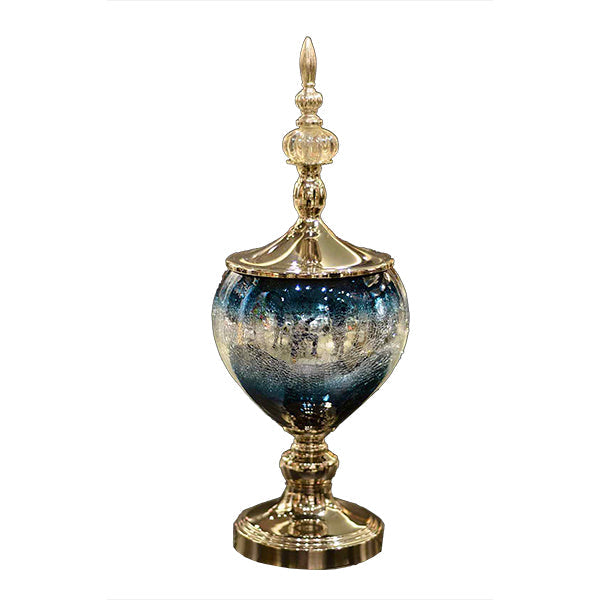 Blue & Silver Textured Glass Stand Showpiece