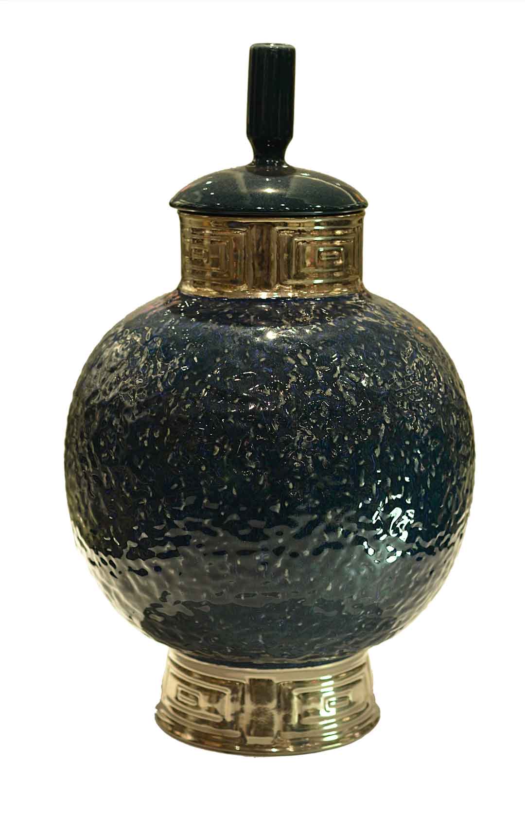 Blue Textured Glass Jar Showpieces