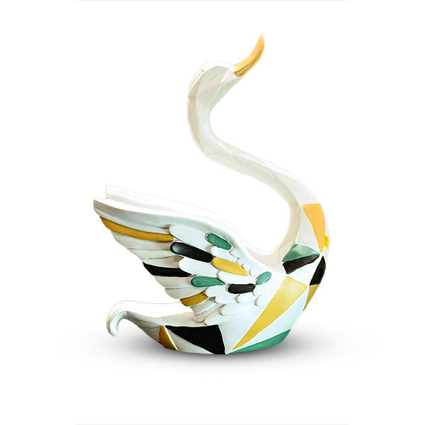 Geometric Multicolor Swan Showpiece