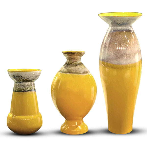 Glossy Yellow Motif Vase