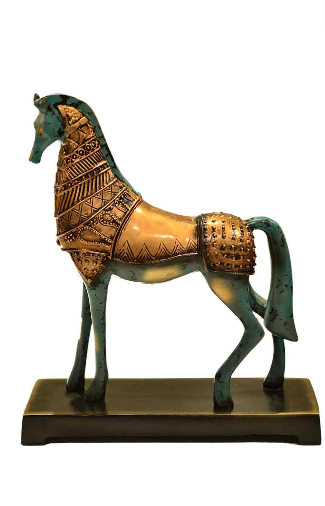Golden & Blue Horse Décor Piece