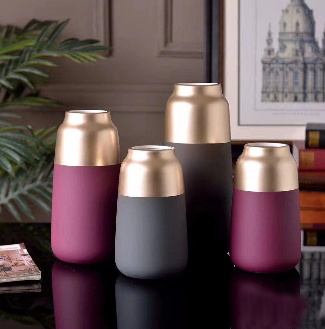 Grey Pink Ceramic Vases