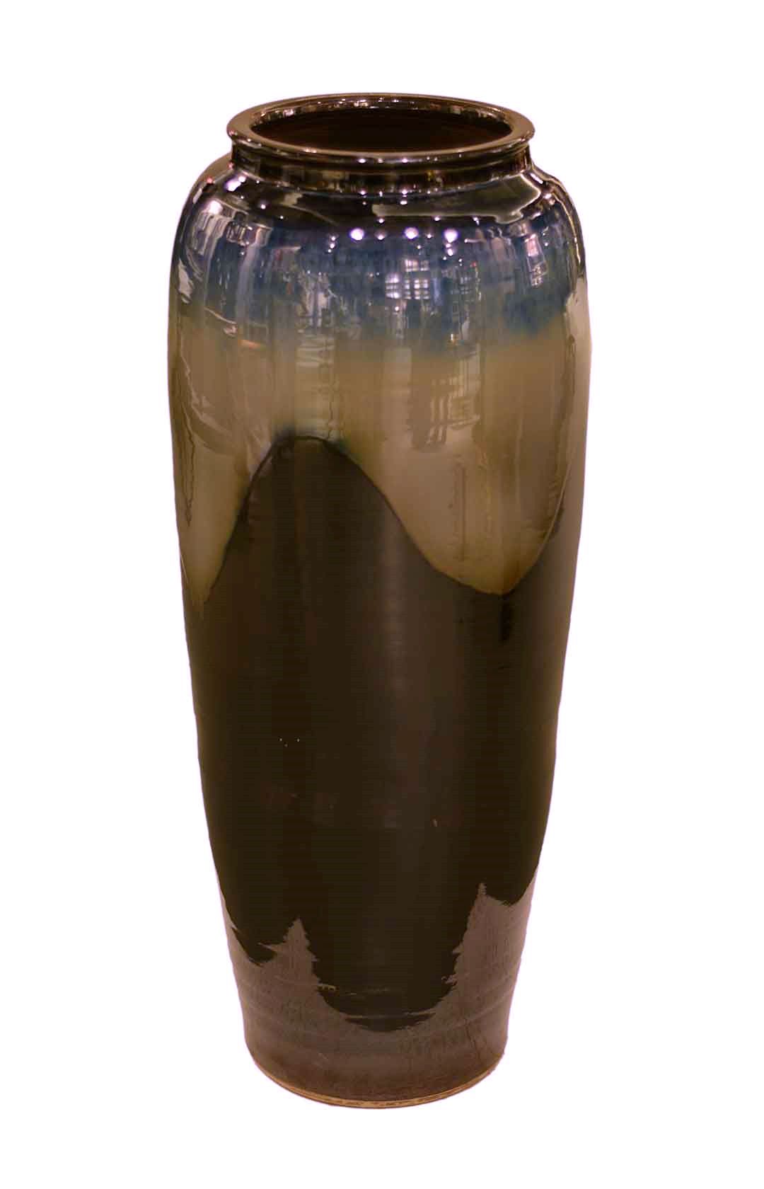 High Gloss Blue & Matt Grey Floor Vase