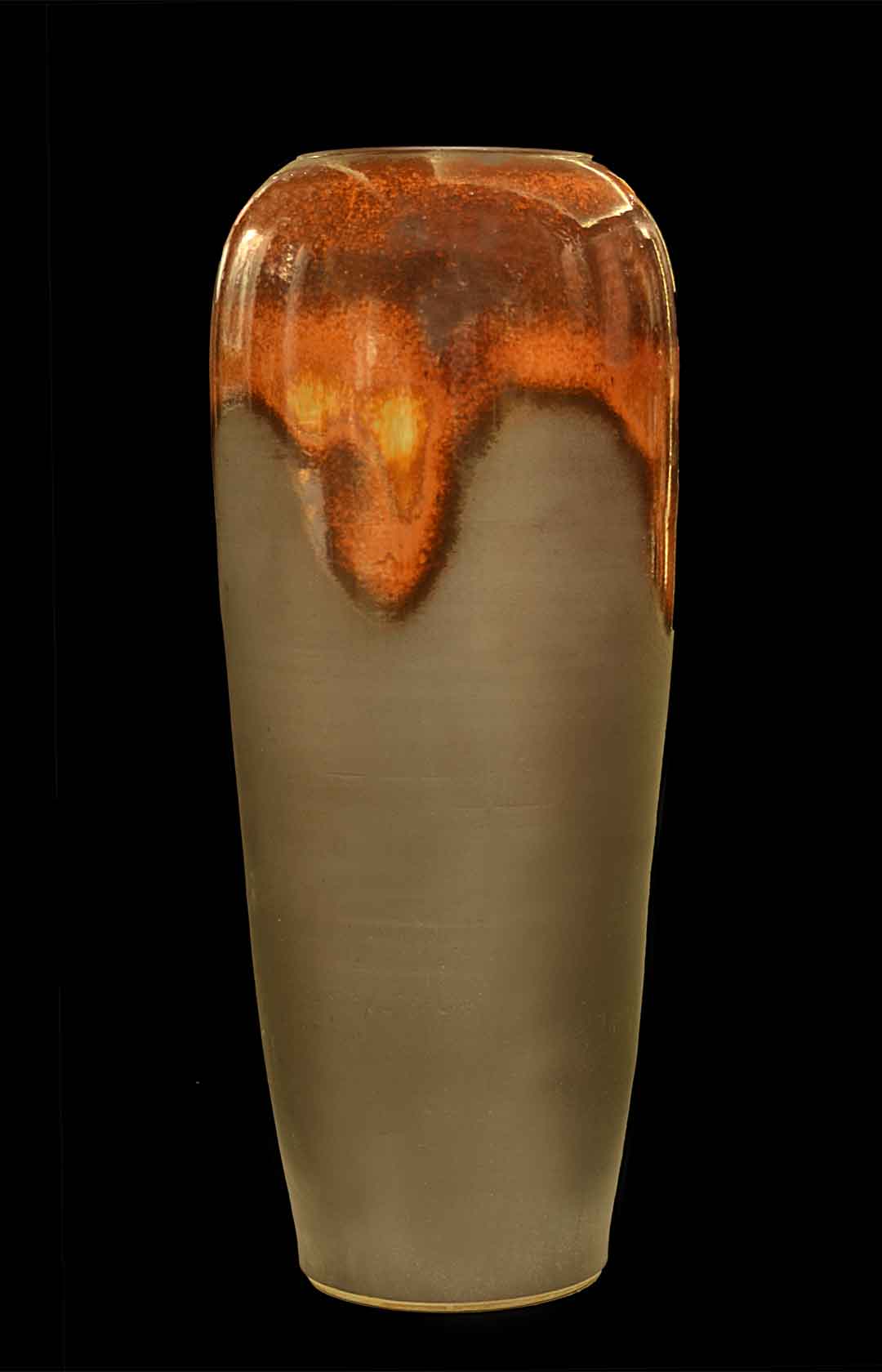 High Gloss Fire Red & Matt Grey Floor Vase