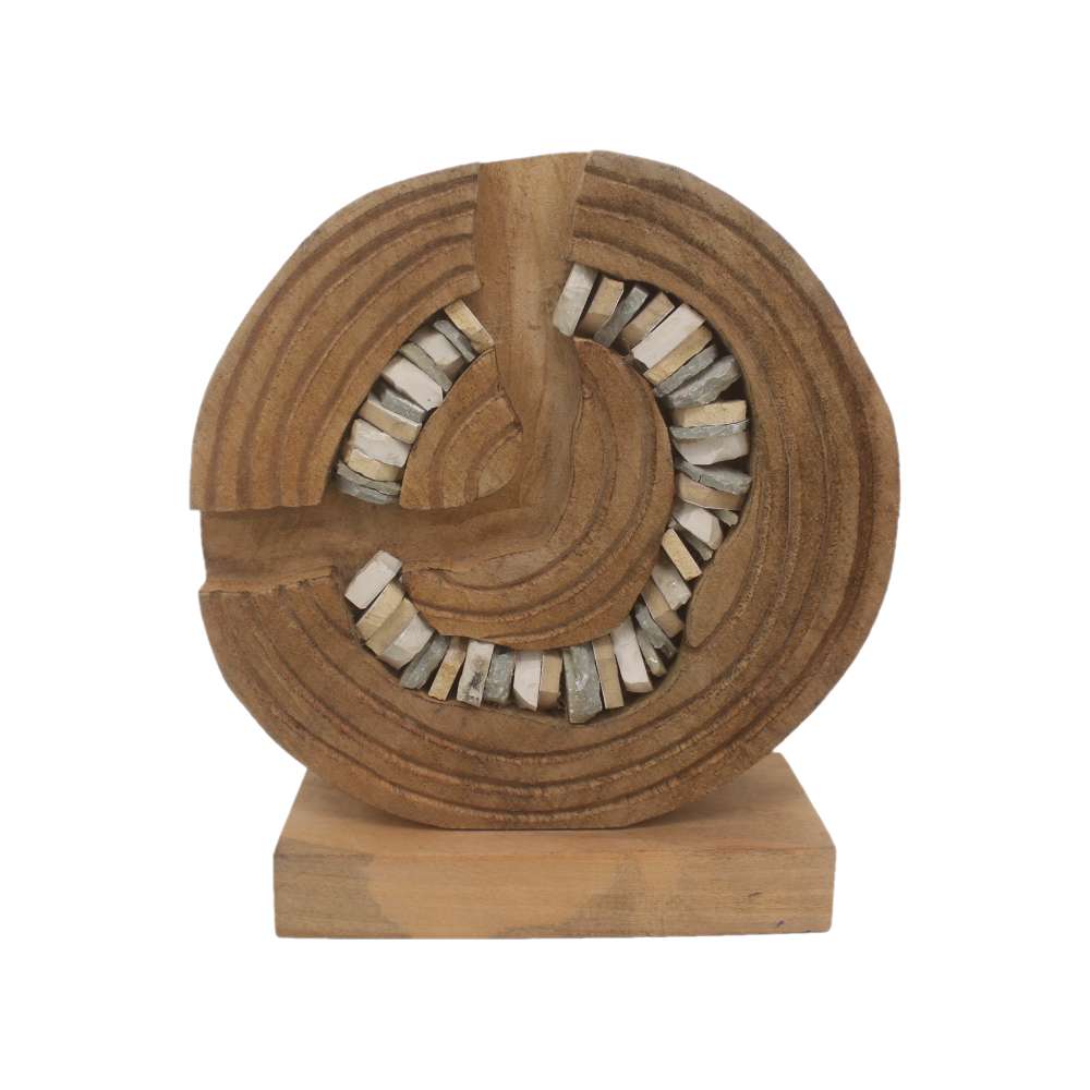 Wall Panel Log with Stones - S